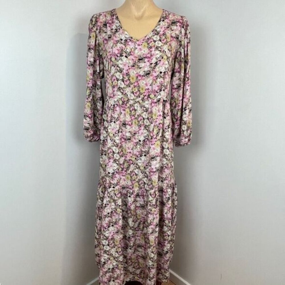 Heroine Lady Size Large Pastel Purple White Long Sleeve Maxi Dress Cottagecore